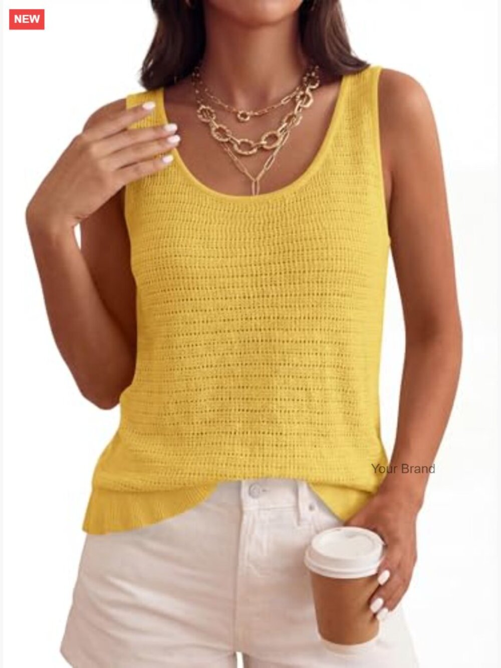 Crochet Sleeveless Tank Top Boho Summer Knit Sweater Resort Wear - Picture 6 of 7
